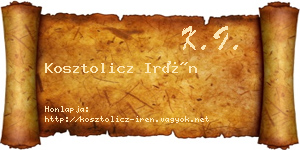 Kosztolicz Irén névjegykártya