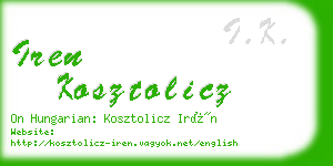 iren kosztolicz business card